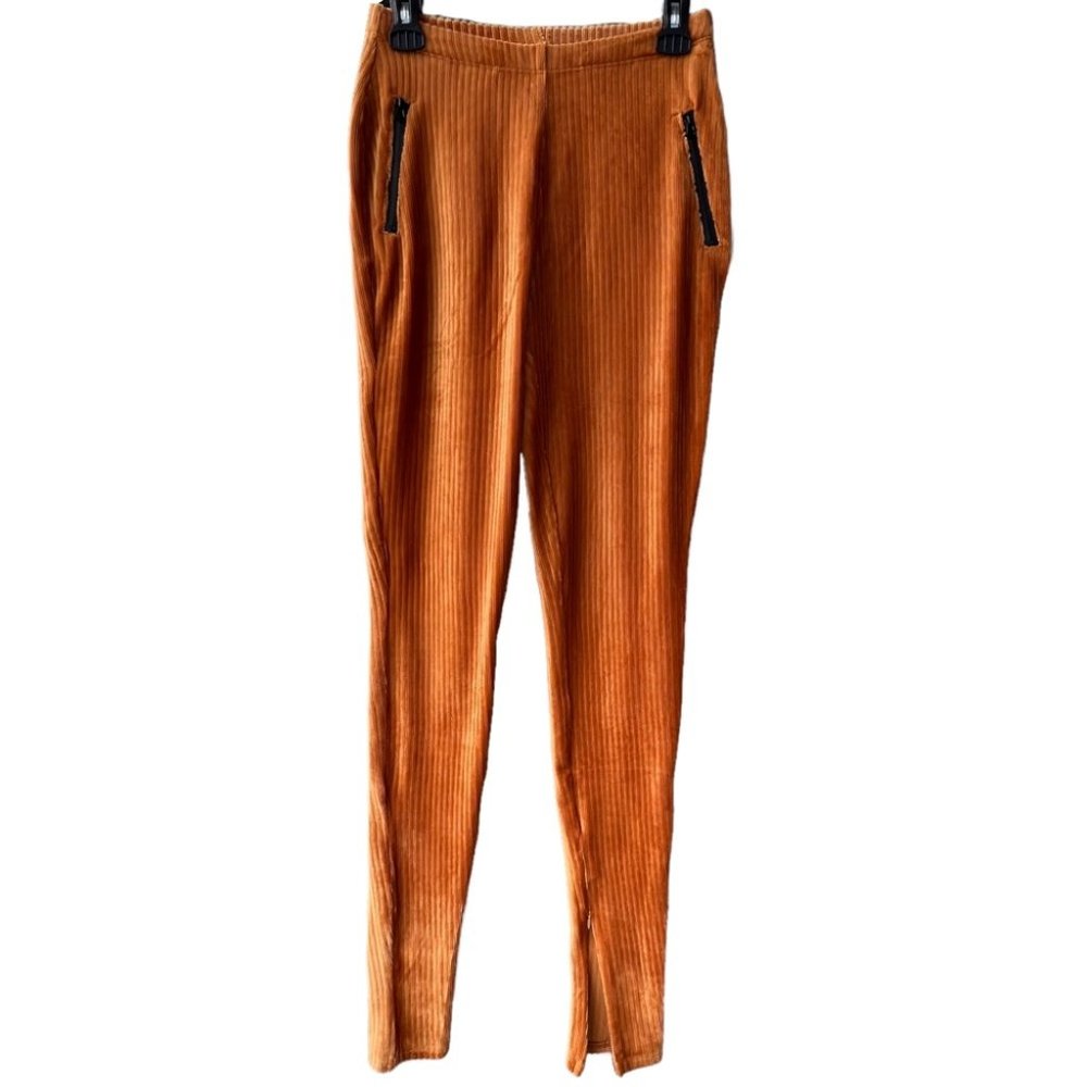 Juicy Couture velour ribbed ankle zip leggings